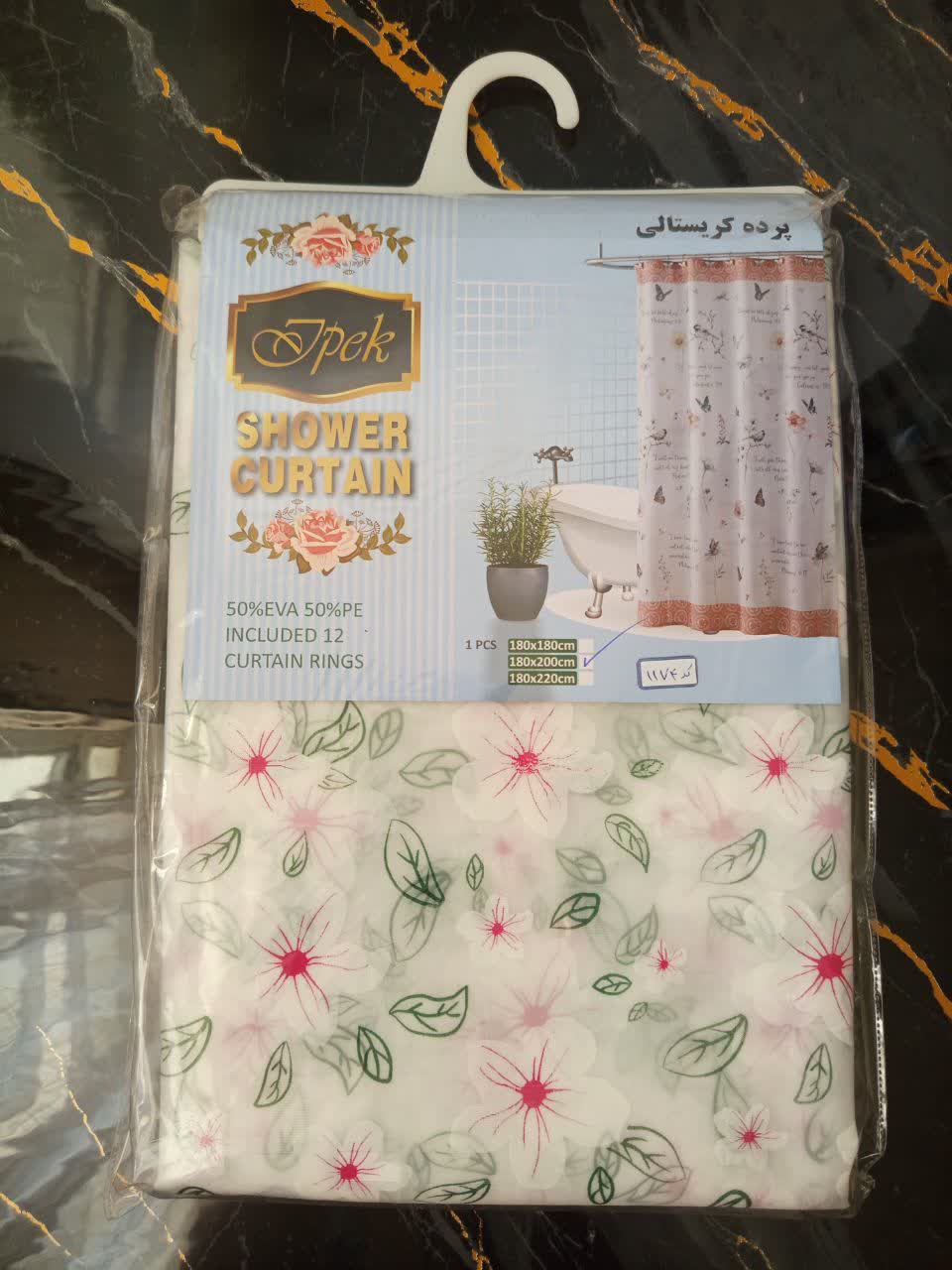 پرده حمام کریستالی ۱۸۰*۲۰۰